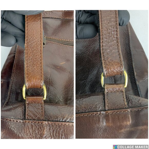Vintage Burberry Pure Leather Backpack Brown main image 4